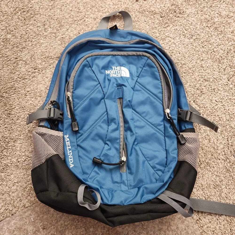 The North Face Melinda Backpack Blue Black Hiking Commuter Laptop Bag Daypack